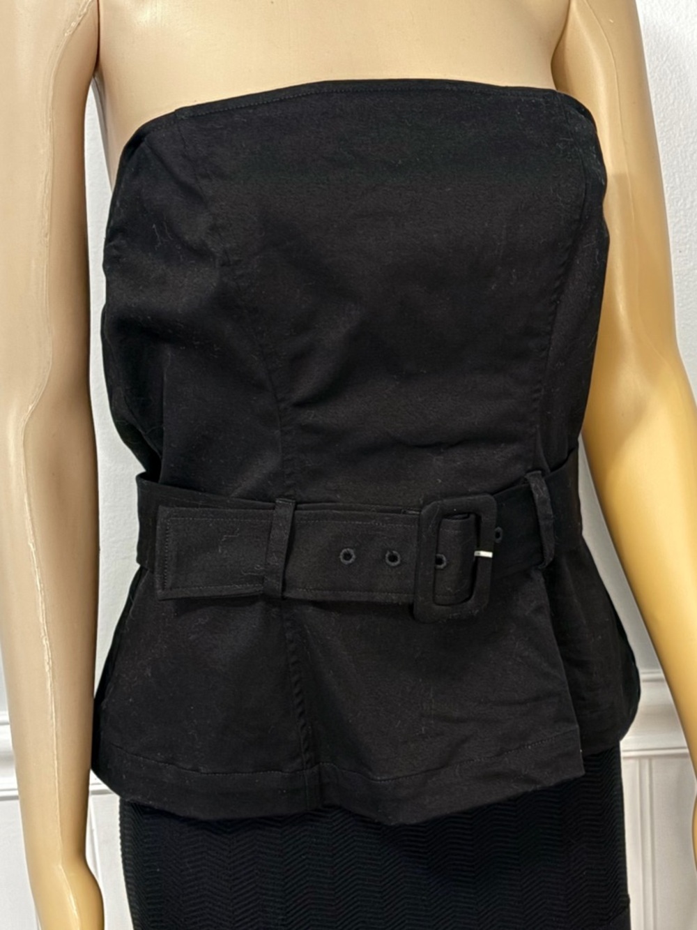 Express Black Strapless Belted Peplum Top - Women -Medium- Express tops
